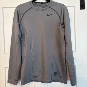 Nike Pro Mens Fitted Dri Fit long sleeve Shirt gray color